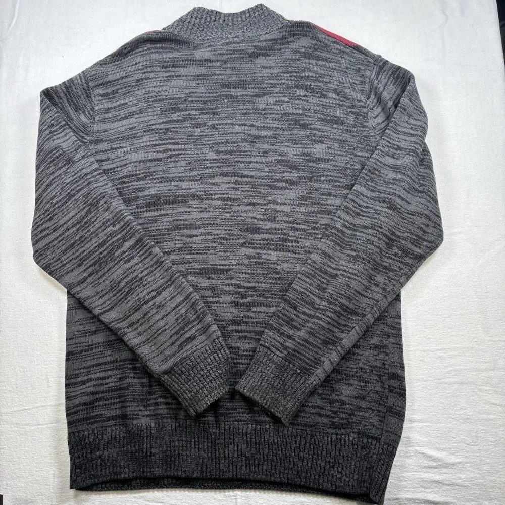 Carbon 1/4 Zip Pullover Diamond Argyle Sweater Men's XXL 2XL Gray Red‎ Preowned